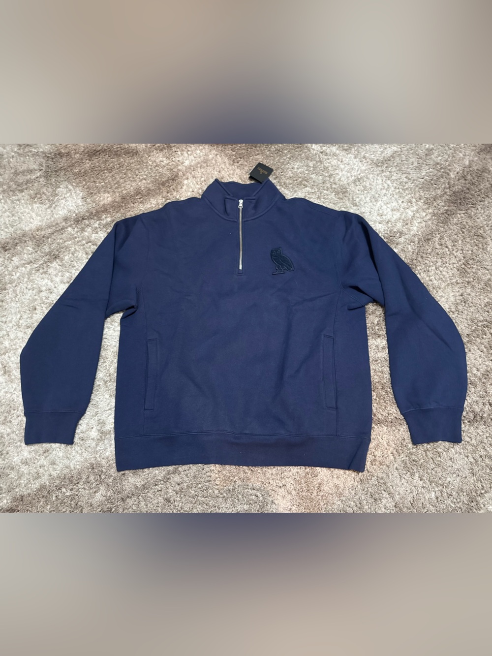 OVO  OG QUARTER ZIP MOCKNECK SWEATSHIRT NAVY